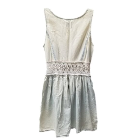 Anthro Pins & Needles Chambray Crochet Button Front Mini Dress XS - Picture 2 of 9